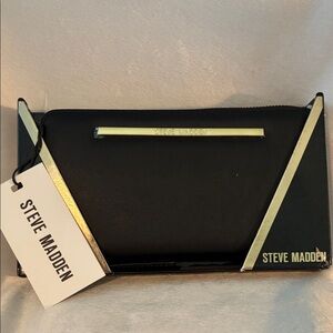 Steve Madden Black and Gold Clutch. NIB